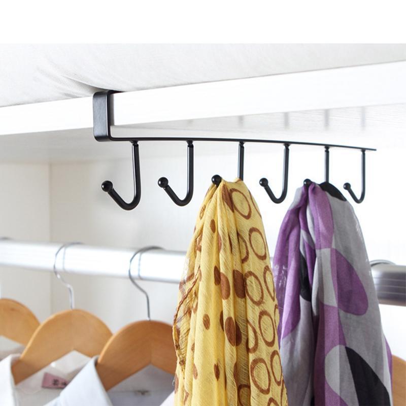 6 Hooks Under-Cabinet Hanger Rack