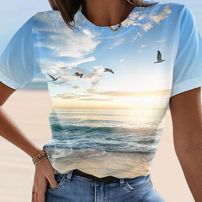 Women's Casual 3D Printed Painting T-shirt